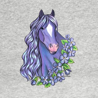 Amethyst Horse with Violet Flowers T-Shirt